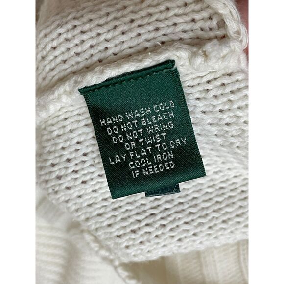 Lauren Ralph Lauren Women's S White Sweater Cotton Pullover Textured Knit Toggle - Picture 5 of 11